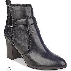 Marc Fisher Black Weity Quilted Block Heel Boots Ankle​